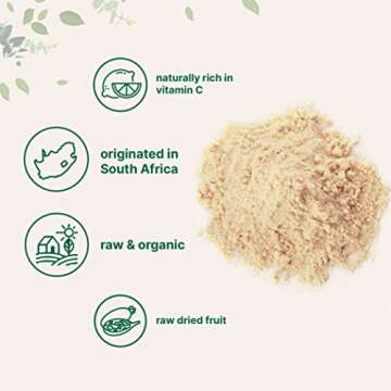 Organic Baobab Powder, 12 Ounce, Rich in Immune Vitamin C, Natural Antioxidant, Flavonoids and Fatty Acid, Enhance Energy and Immune System, South Africa Origin, Non-GMO and Vegan Friendly