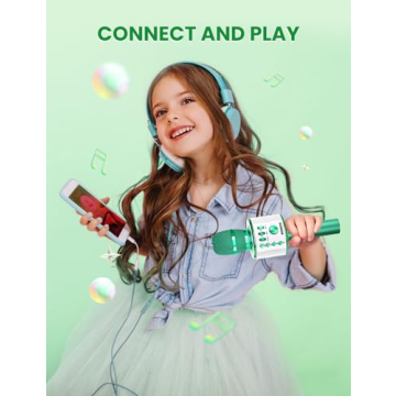 BONAOK Wireless Bluetooth Karaoke Microphone, 3-in-1 Portable Handheld Mic Speaker for All Smartphones, Gifts for Boys Kids Adults All Age Q37(Green)