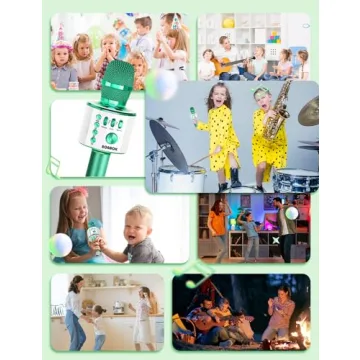 BONAOK Wireless Bluetooth Karaoke Microphone, 3-in-1 Portable Handheld Mic Speaker for All Smartphones, Gifts for Boys Kids Adults All Age Q37(Green)