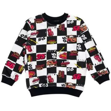 Disney Cars Lightning McQueen Tow Mater Toddler Boys French Terry Sweatshirt and Jogger Pants Outfit Set Black/White 3T