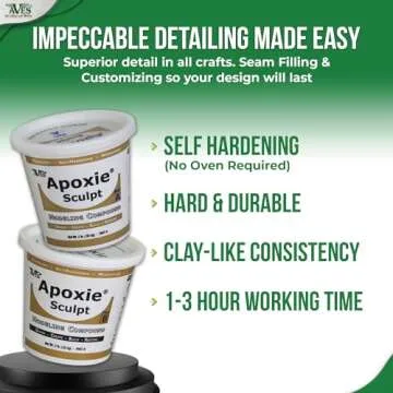 Aves Apoxie Sculpt - 2 Part Modeling Compound (A & B) - 4 Pound, Apoxie Sculpt for Sculpting, Modeling, Filling, Repairing, Easy to Use Self Hardening Modeling Compound – Natural