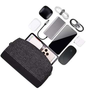 Cord Organizer Travel Case, Portable Tech Bag for Cable, Chargers & Cords, Electronics Accessories, Airplane Essentials (Black-black)