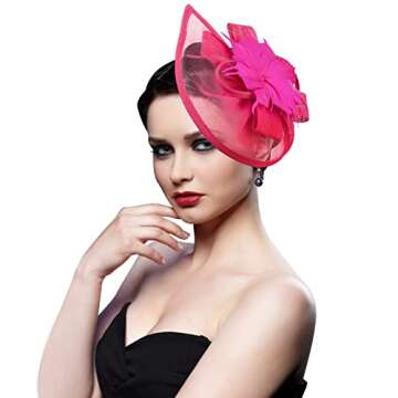 DRESHOW Women Fascinator Hats Tea Party Hat Vintage Pillbox Hat Headband for Cocktail