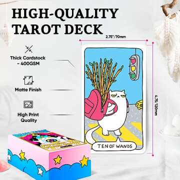Wyspell Cat Tarot Cards: A 78-Card Cat Tarot Deck with Guidebook - Unique Tarot Cards for Cat Lovers and Tarot Enthusiasts - Cute Tarot Cards for Beginners Tarot Deck
