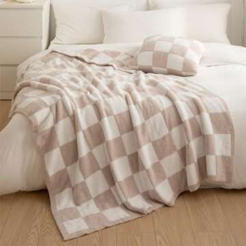 Cyusri Checkered Throw Blanket - Soft Cozy Breathable All Seasons Plaid Blanket Gingham Home Decor f...