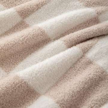 Cyusri Checkered Throw Blanket - Soft Cozy Breathable All Seasons Plaid Blanket Gingham Home Decor for Couch and Bed -Throw Size 51"x63",Beige