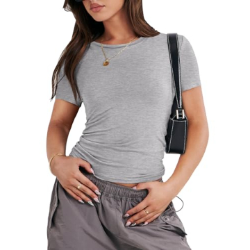 ANRABESS Women's Summer Slim Fit Crew Neck T-Shirt