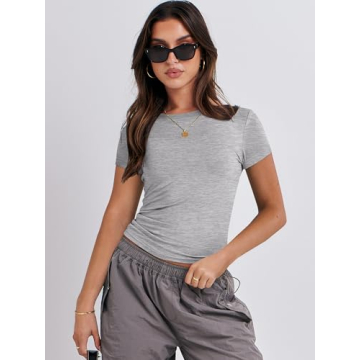 ANRABESS Women's Summer Slim Fit Crew Neck T-Shirt