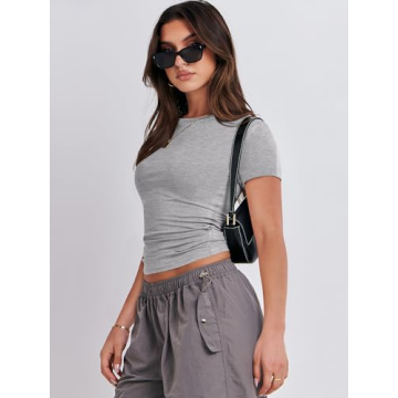 ANRABESS Women's Summer Slim Fit Crew Neck T-Shirt