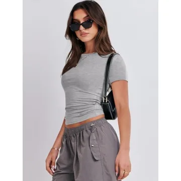 ANRABESS Women's Summer Slim Fit Crew Neck T-Shirt