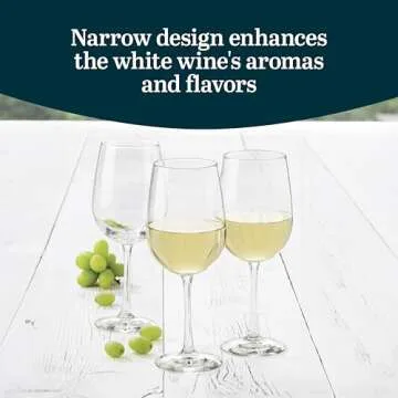 Libbey Vina White Wine Glasses Set of 6, 18.25 Oz Elegant, Fancy Glasses Drinking Set, Stemmed Wine Glasses for Weddings, Birthdays, Parties and More