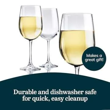 Libbey Vina White Wine Glasses Set of 6, 18.25 Oz Elegant, Fancy Glasses Drinking Set, Stemmed Wine Glasses for Weddings, Birthdays, Parties and More