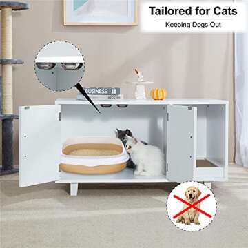 GTQuality Cat Washroom Cat Litter Storage Bench Cat Litter Box Enclosures Hidden Litter Box Cat Furniture House with End Table Nightstand Wooden Pet Crate House with Scratch Pad Help Litter collection