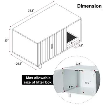 GTQuality Cat Washroom Cat Litter Storage Bench Cat Litter Box Enclosures Hidden Litter Box Cat Furniture House with End Table Nightstand Wooden Pet Crate House with Scratch Pad Help Litter collection