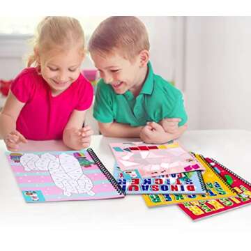 4PCS Crafts for Kids Ages 4-8 Sticker Books - Includes Dinosaur Llama Turtle and More Animal Designs...