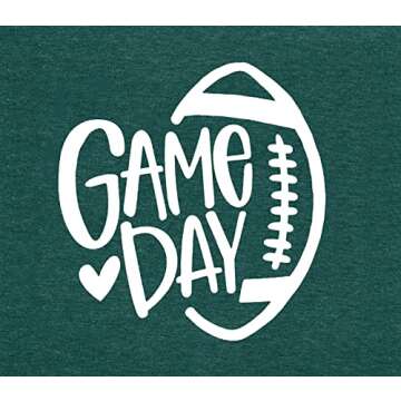 Game Day Football Shirt Women Football Season Tshirt Short Sleeve Sunday Graphic Tee Tops XL Green