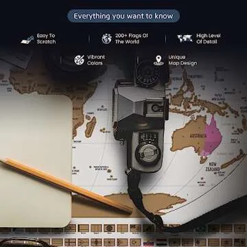 Landmass Scratch Off World Map for Travelers and Adventurers