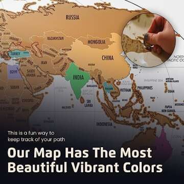 Landmass Scratch Off World Map, Poster with Flags, Deluxe Travel Tracker Print, Unique Wall Art for Home or Office, Ideal Gift Idea for Travelers and Adventure Lovers, 27x14 Inches