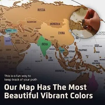 Landmass Scratch Off World Map for Travelers and Adventurers