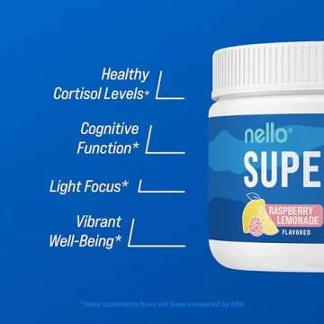 Nello Supercalm Drink Mix - Ashwagandha KSM 66, Magnesium Glycinate, L-Theanine, Vitamin D3 - Ashwagandha Root Extract, Magnesium & L-Theanine Supplement - Focus & Support (30 Servings)