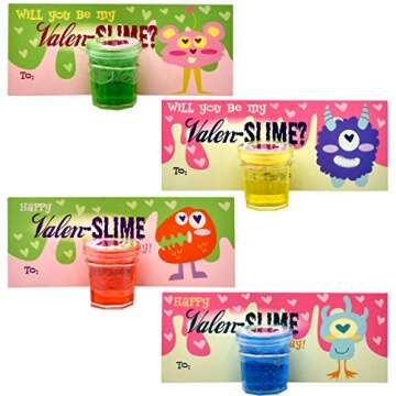 32 Pack Valentine’s Day Gifts Cards with Mini Slime Putty for Kids Boys & Girls Valentine Classroom Exchange Cards and Valentine's Party Favor Toys Goodies Bag Fillers Non Toxic