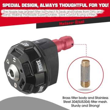 Meteor Blast Pressure Washer Nozzle, 6-in-1 Quick Change over and Adjustable, Power Washer Tips Replacement with 1/4 inch Quick Connector, MAX 4000PSI for Pressure Washer