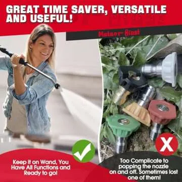 Meteor Blast Pressure Washer Nozzle, 6-in-1 Quick Change over and Adjustable, Power Washer Tips Replacement with 1/4 inch Quick Connector, MAX 4000PSI for Pressure Washer