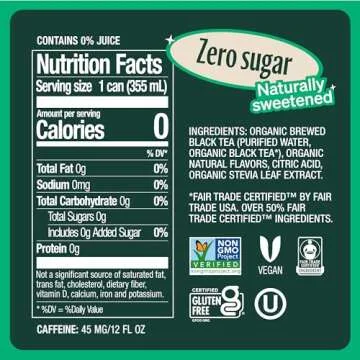 Zevia Zero Sugar Tea, Black Tea with Raspberry, 12 oz Cans (12-Pack) – Naturally Sweetened, Non-GM...