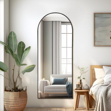 NicBex Arched Full Length Mirror 56"x19" Black Frame