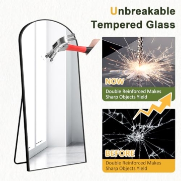 NicBex Arched Full Length Mirror 56"x19" Black Frame