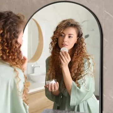 NicBex Arched Full Length Mirror 56"x19" Black Frame