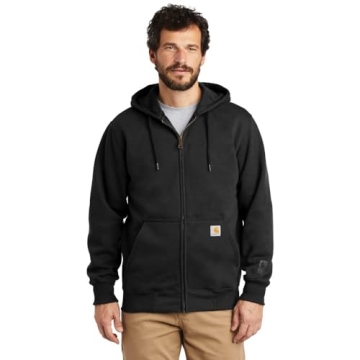 Carhartt Men's Rain Defender Paxton Heavyweight Hooded Sweatshirt, Black, Small