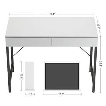 CubiCubi 40 Inch Computer Desk with 2 Drawers for Space Saving