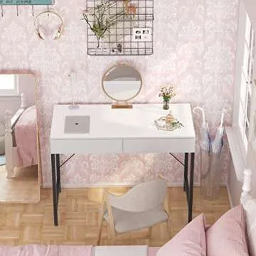 CubiCubi 40 Inch Computer Desk with 2 Drawers for Space Saving