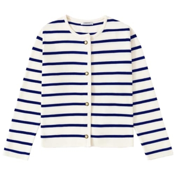 LATAHUO Women's Striped Cardigan: Trendy, Soft & Versatile Knitwear
