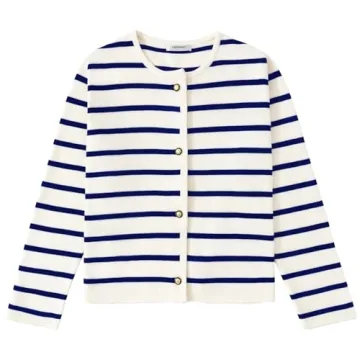 LATAHUO Women's Striped Cardigan: Trendy, Soft & Versatile Knitwear