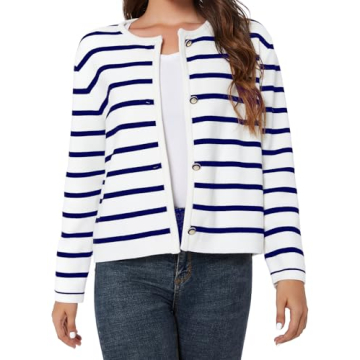LATAHUO Women's Striped Cardigan Soft Versatile Knitwear
