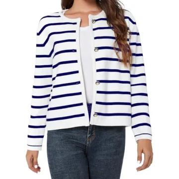 LATAHUO Women's Striped Cardigan Soft Versatile Knitwear