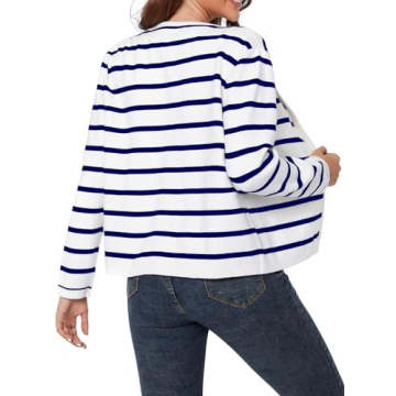 LATAHUO Women's Striped Cardigan Soft Versatile Knitwear