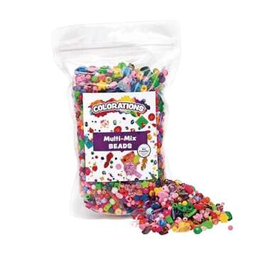 Colorations® Multi-Mix Beads, Great Value Assorted Beads, 1 lb, Approx 3,000 Beads, raft Projects, ...