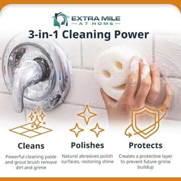 Extra Mile at Home Power Paste Natural Cleaner Bundle, Includes Power Paste With Flexible Brush for Hard to Reach Cleaning Projects