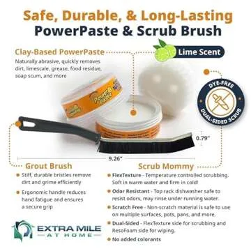 Extra Mile at Home Power Paste Natural Cleaner Bundle, Includes Power Paste With Flexible Brush for Hard to Reach Cleaning Projects