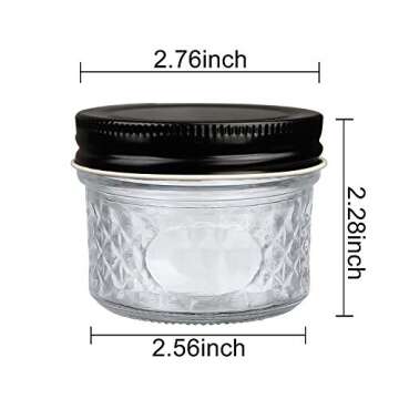 4 oz Glass Jars With Lids（Black）,Small Clear Canning Jars For Caviar,Herb,Jelly,Jams,Mini Wide M...