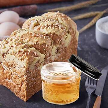 4 oz Glass Jars With Lids（Black）,Small Clear Canning Jars For Caviar,Herb,Jelly,Jams,Mini Wide Mouth Mason Jars Spice Jars For Kitchen Storage Preserving Food And Party Favors 40 Pack ……