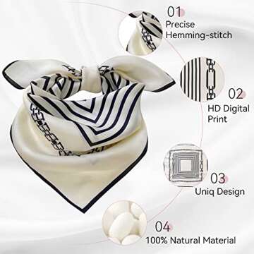 mokoomiss Silk Feeling Scarf Neck Scarf Square Head Scarf for Women Silk Bandana Scarf 27.5 × 27.5 inches 07a