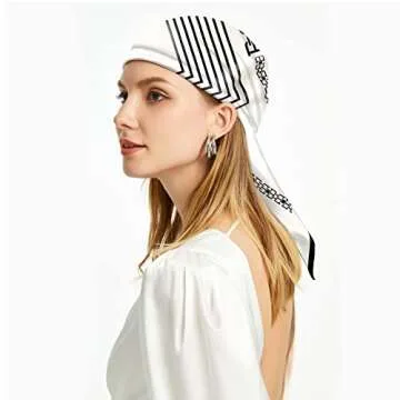 mokoomiss Silk Feeling Scarf Neck Scarf Square Head Scarf for Women Silk Bandana Scarf 27.5 × 27.5 inches 07a