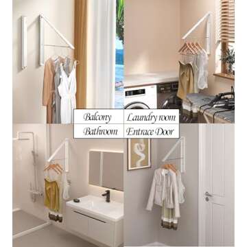 Dr.DJ Clothes Drying Rack Wall Mounted, Retractable & Foldable Clothes Hanger for Laundry Room Organ...