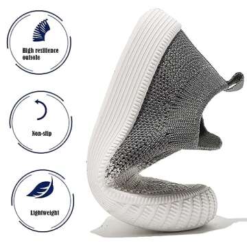 DADAWEN Boys Girls Toddler Sneakers Kids Lightweight Walking Shoes Mesh Breathable Tennis Shoes for Toddler/Little Kids Cream/Grey US Size 11 M Little Kid