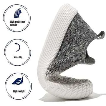 DADAWEN Boys Girls Toddler Sneakers Kids Lightweight Walking Shoes Mesh Breathable Tennis Shoes for Toddler/Little Kids Cream/Grey US Size 11 M Little Kid