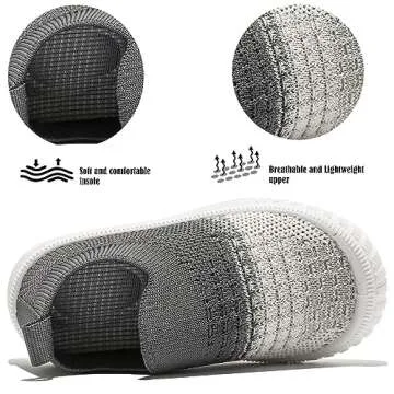 DADAWEN Boys Girls Toddler Sneakers Kids Lightweight Walking Shoes Mesh Breathable Tennis Shoes for Toddler/Little Kids Cream/Grey US Size 11 M Little Kid